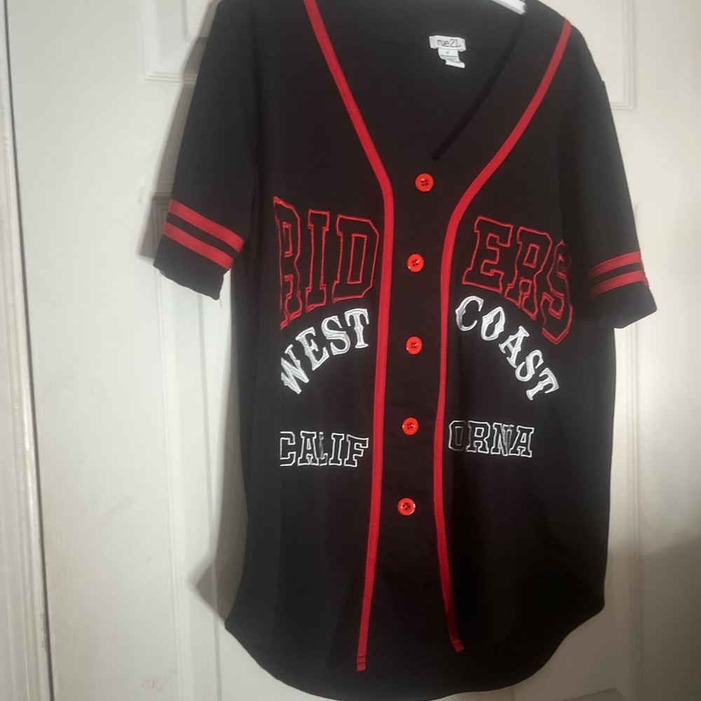 Black and Red Button-Up Jersey